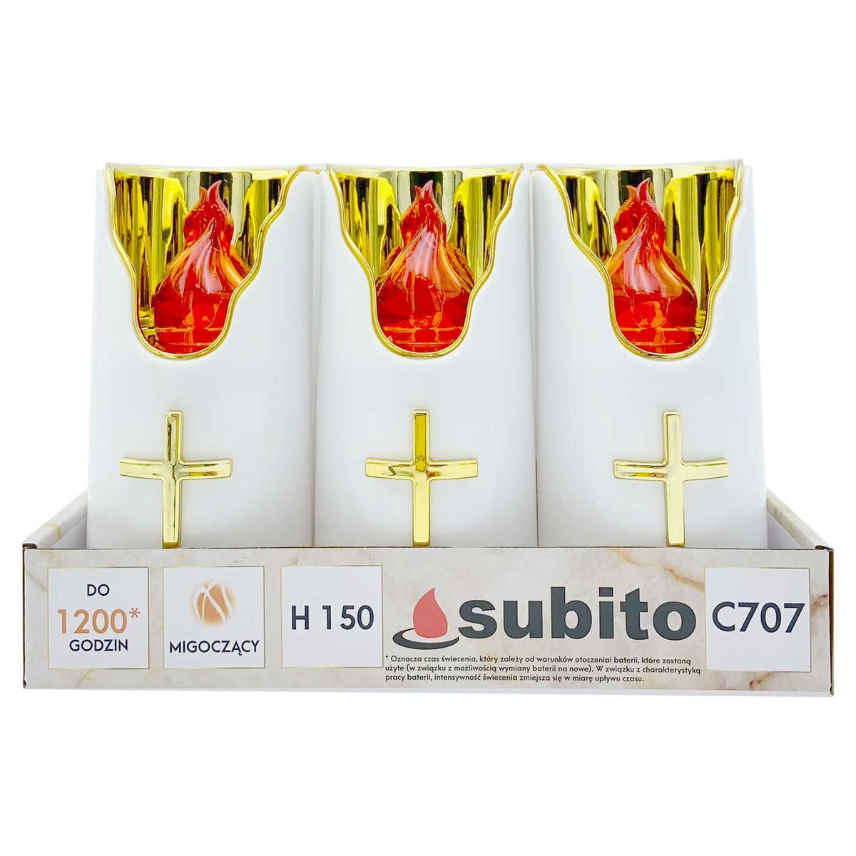 Wkłady do zniczy LED Subito C707 H150 6 sztuk złoto-czerwony nr. 1