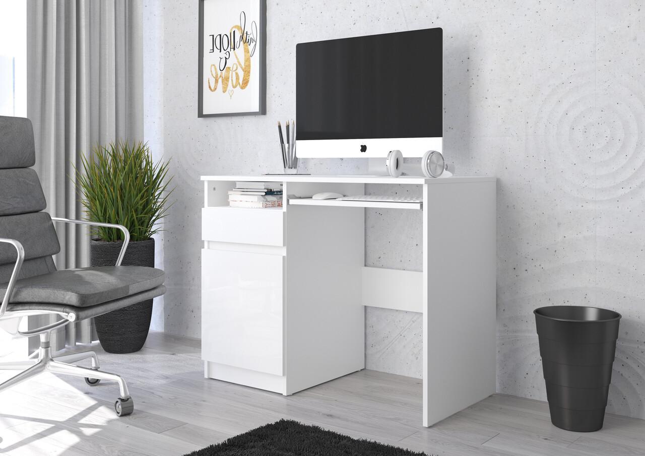 Biurko MODERN 96x50 cm białe lewe z szafką z szufladami do biura  1 Full Screen