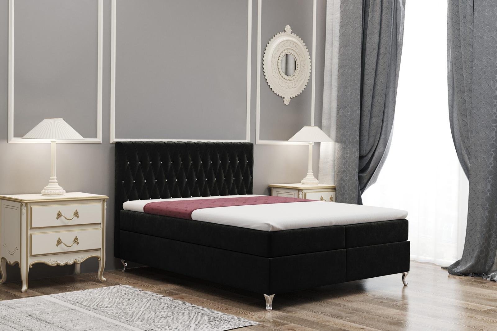 Łóżko KATE 200x200 cm z funkcją przechowywania do sypialni czarna nr. 1