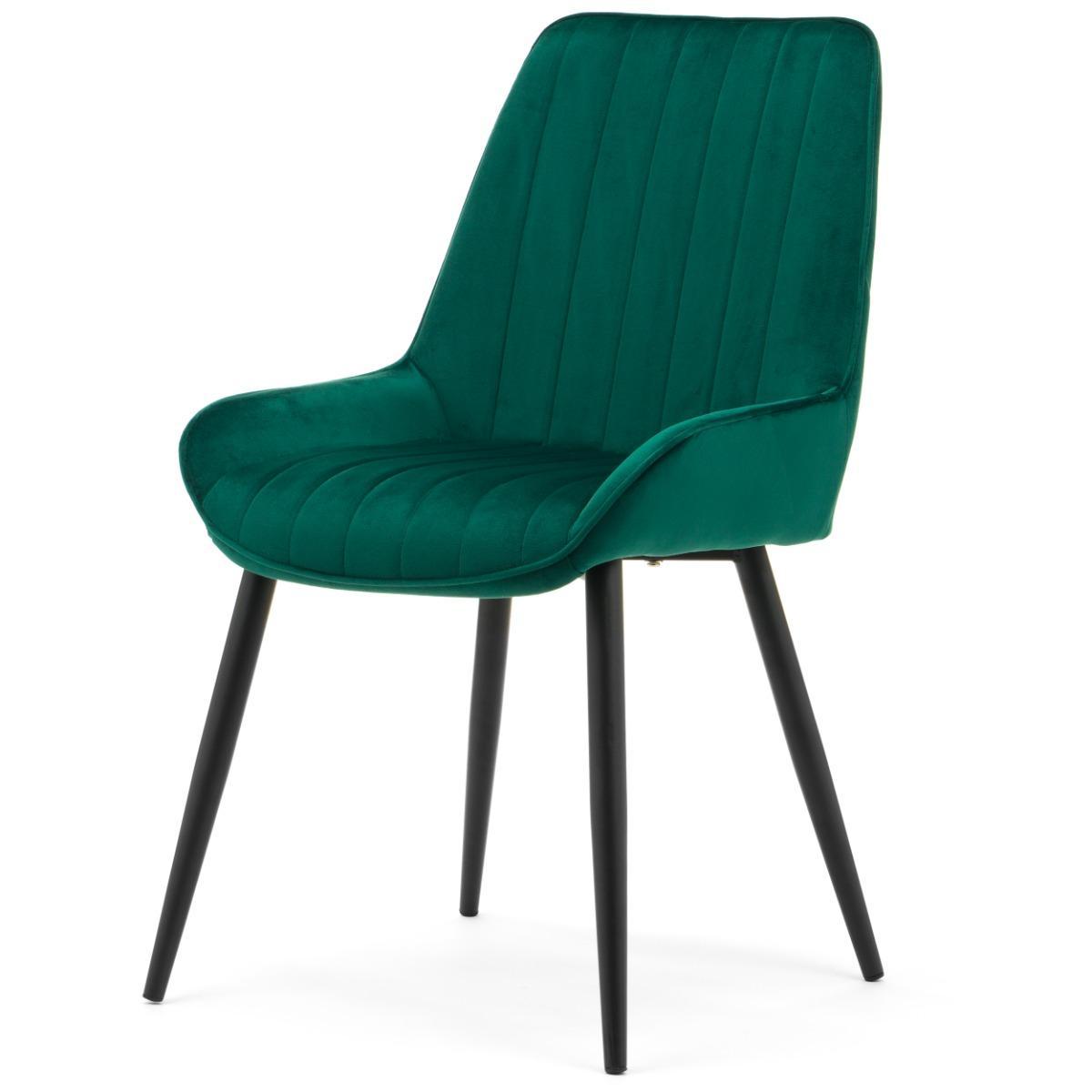 Krzesło LUCA zielone tapicerowane welurem czarne nóżki do jadalni lub salonu 2 Full Screen