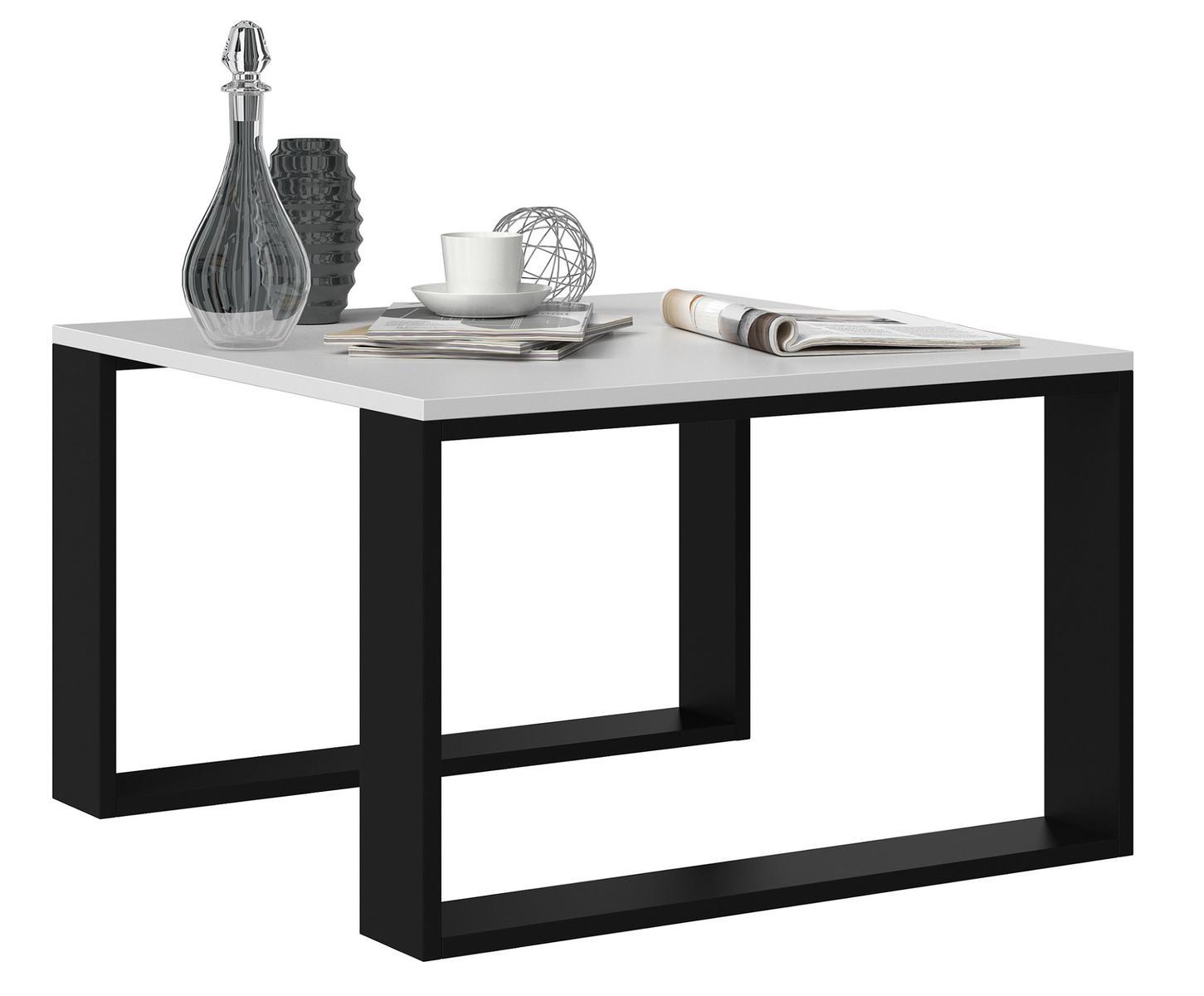 Stolik kawowy ława Loft Modern Mini 67x67x40 cm elegancki biały czarny do salonu 0 Full Screen