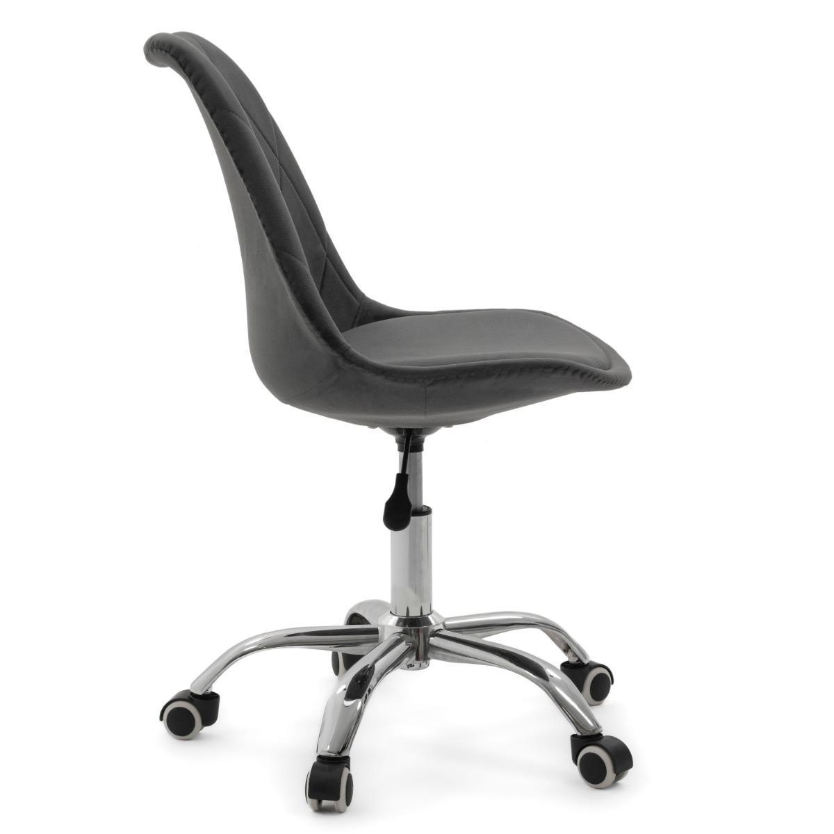 Krzesło do biurka DUBLIN biurowe krzesło obrotowe welurowe z poduszka do pokoju biura szare nr. 7