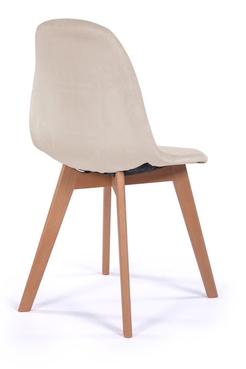 Krzesło tapicerowane 46x87x42 cm skandynawskie drewniane nóżki welurowe VEGAS beżowy nr. 8