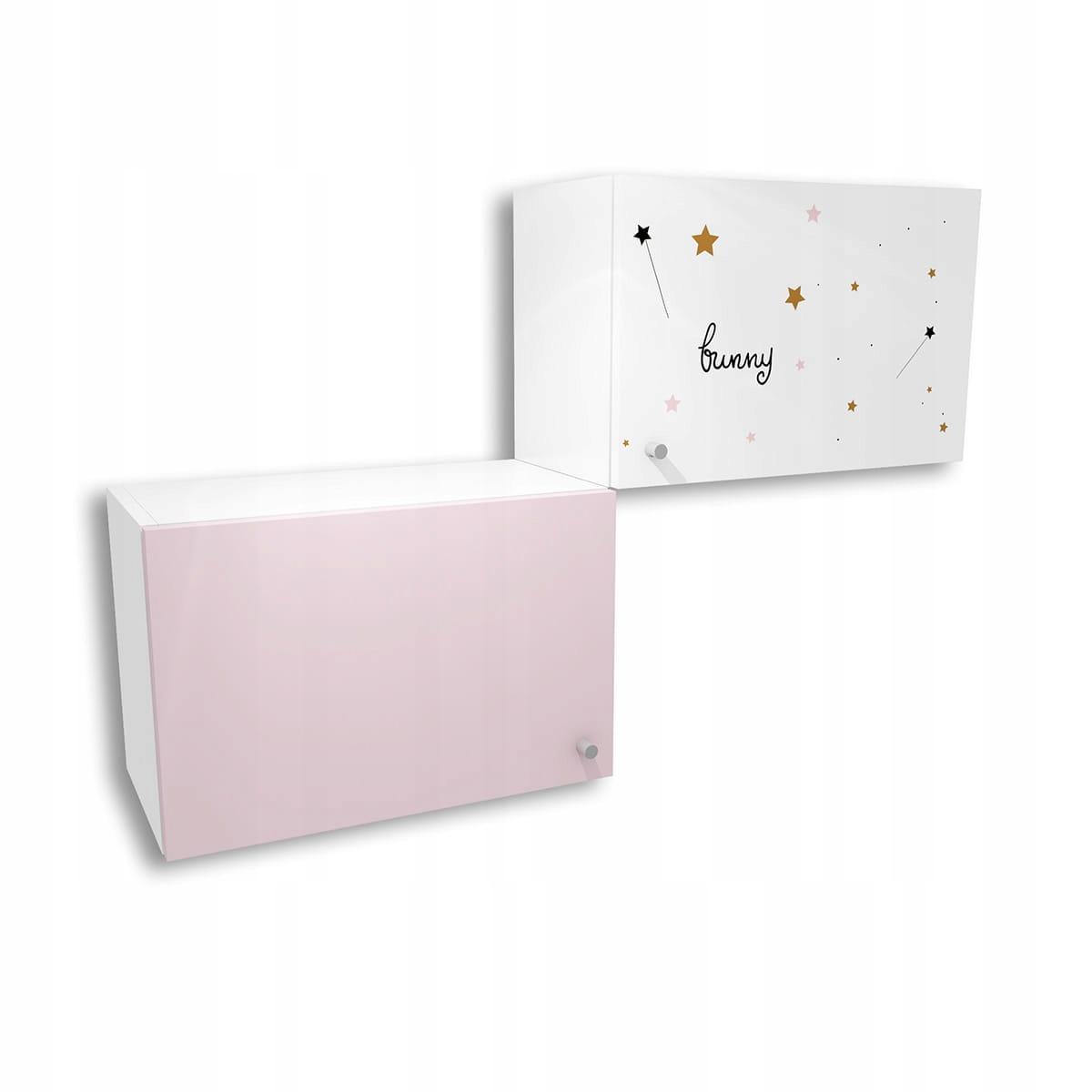 Szafka FAIRY 120x40 cm wisząca biało różowa z grafiką dla dziecka 0 Full Screen