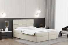  Łóżko CLARA 200x200 cm z funkcją przechowywania i materacem do sypialni ecru