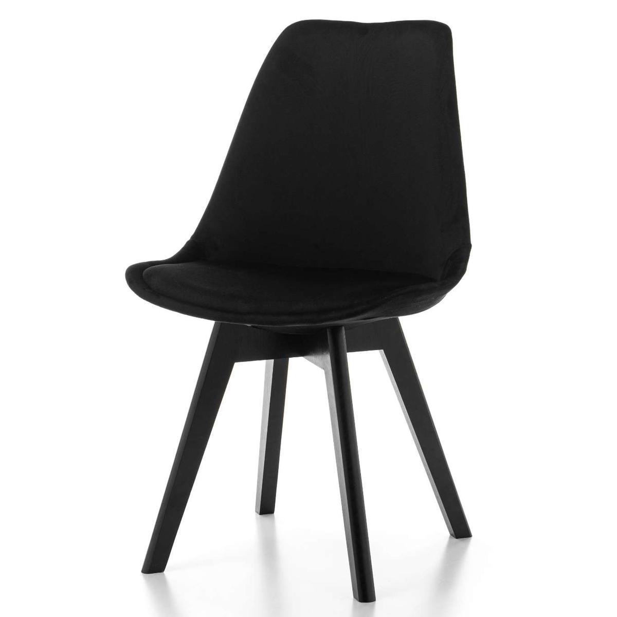 Krzesło DUBLIN czarne welurowe czarne nóżki z poduszką do jadalni lub salonu nr. 4