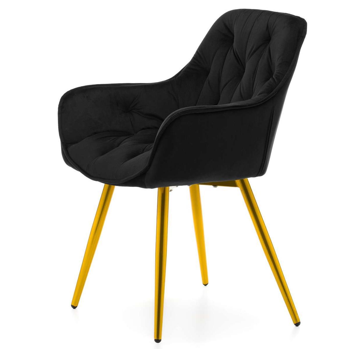 Krzesło SIENA czarne tapicerowane welurem złote nóżki do jadalni lub salonu  nr. 5