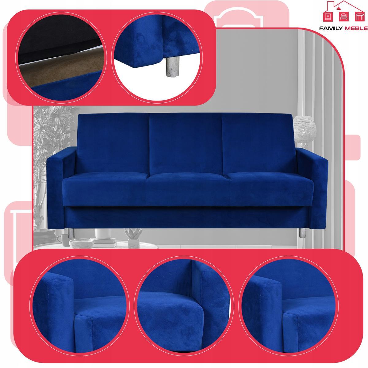 Zestaw wypoczynkowy wersalka fotele kobalt modrak 3 Full Screen