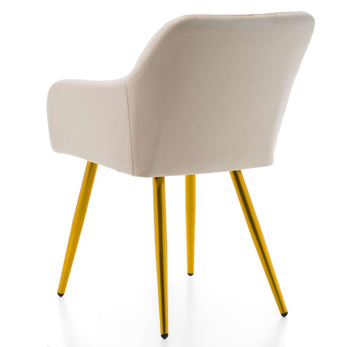 Krzesło TODI beżowe welurowe złote nóżki nowoczesne do jadalni lub salonu  nr. 7