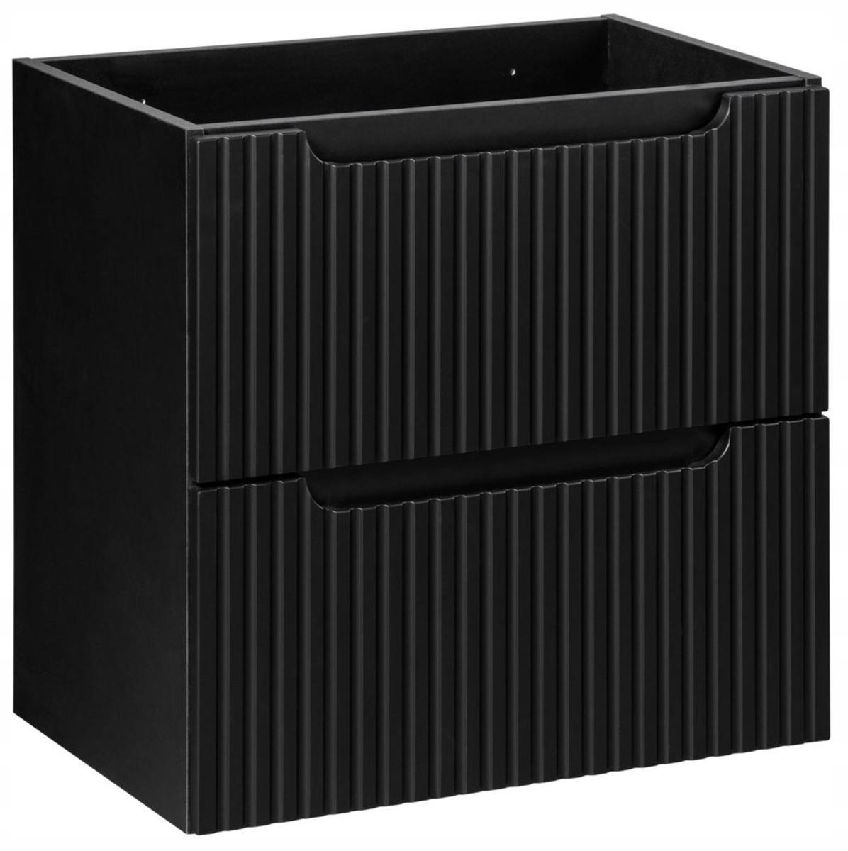 Szafka pod umywalkę NOVA 60x39 cm czarna wisząca ryflowane fronty 2 szuflady do łazienki  nr. 1