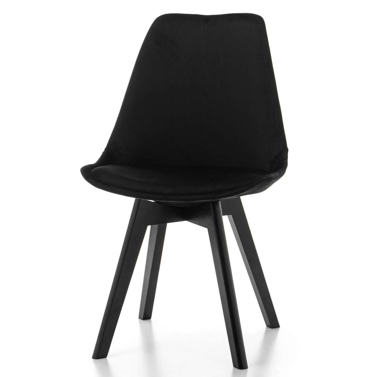 Krzesło DUBLIN czarne welurowe czarne nóżki z poduszką do jadalni lub salonu nr. 3