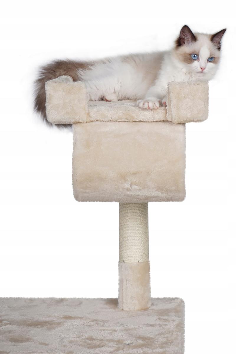 Drapak dla kota 75x142 cm beżowy wieża legowisko zabawka dla zwierząt nr. 4