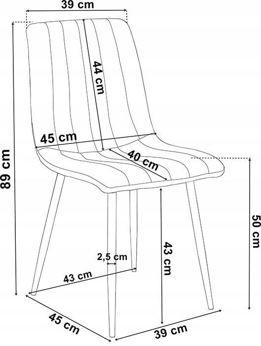 Krzesło FRESNO VELVET 45x89x40 cm tapicerowane szary aksamit czarne nóżki do jadalni lub salonu  9 Full Screen