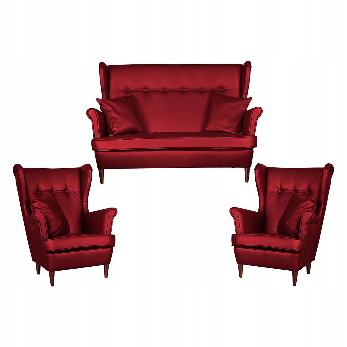 Zestaw wypoczynkowy eko skóra sofa + 2 fotele nr. 1