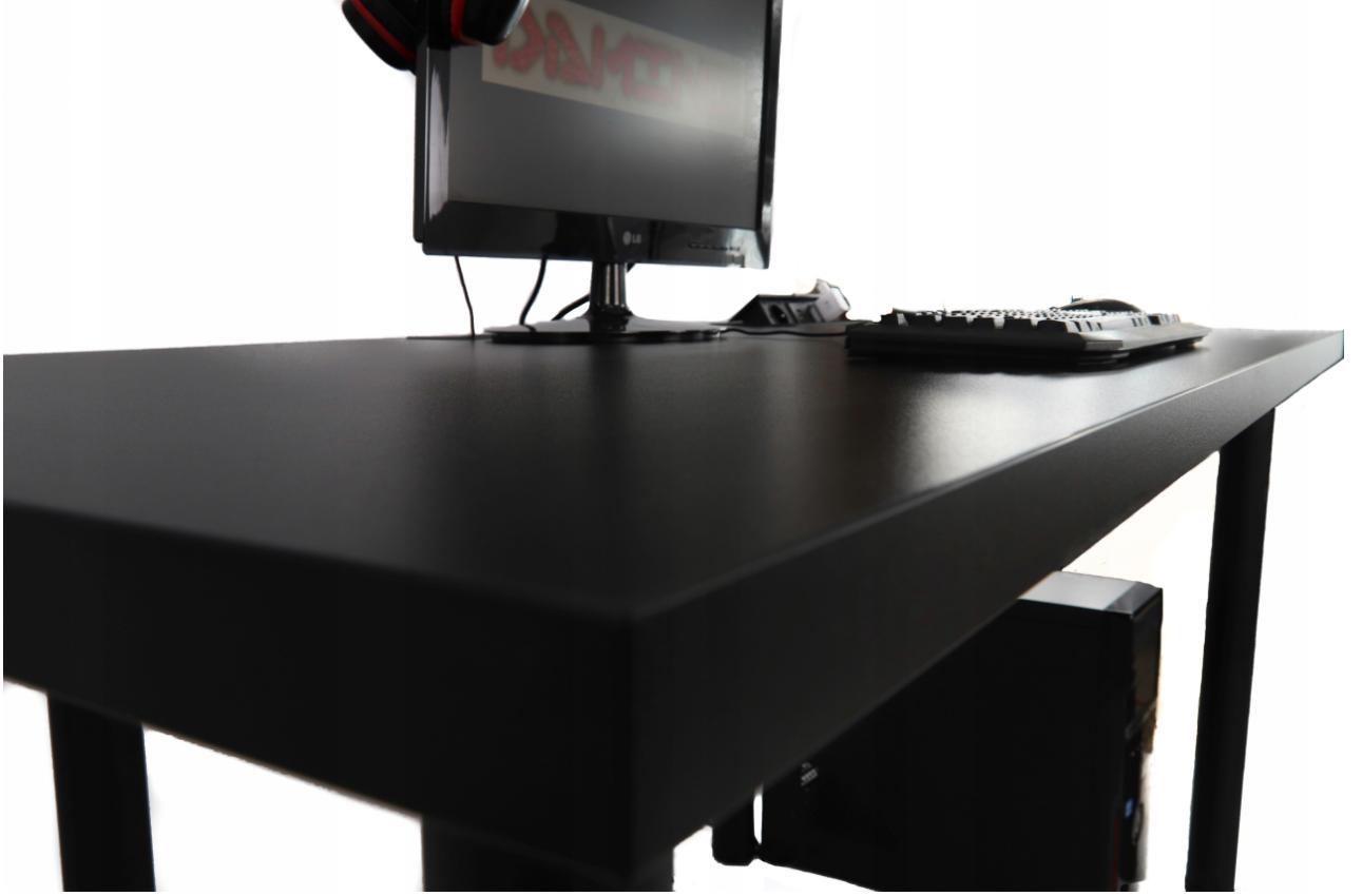 Biurko gamingowe narożne czarne LOFT metalowe nogi LED RGB przepust dla gracza 202x66x71cm nr. 5
