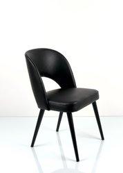 Krzesło tapicerowane KR-5 46x82x45 cm DELUXE eko-skóra do jadalni czarny - Miniaturka zdjęcia nr 3