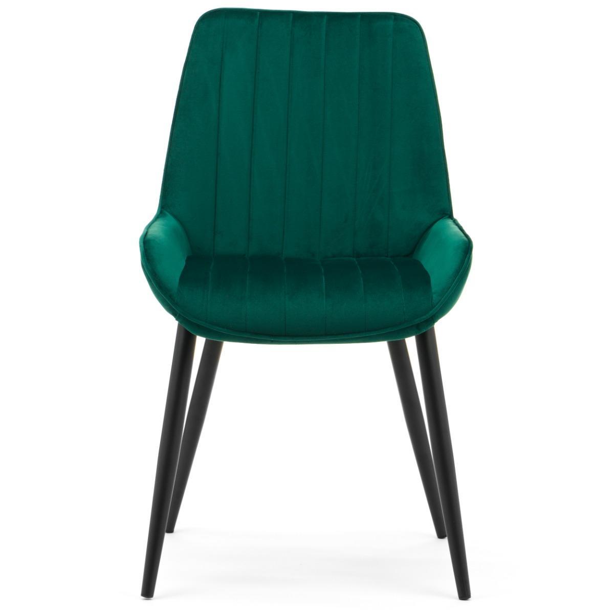 Krzesło LUCA zielone tapicerowane welurem czarne nóżki do jadalni lub salonu 1 Full Screen
