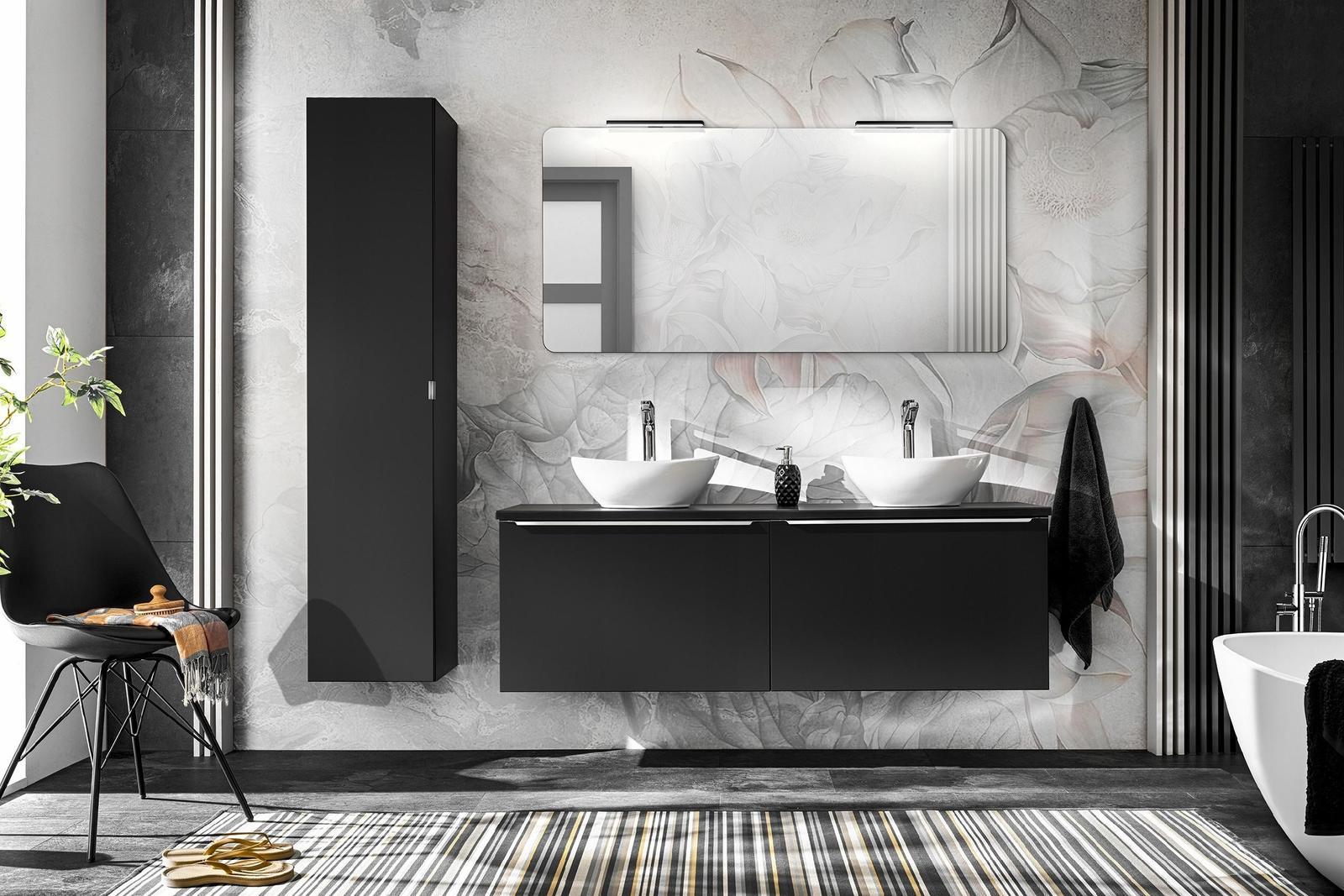 Szafka pod umywalkę wisząca 60 cm czarna z organizerem  2 szuflady do łazienki  7 Full Screen