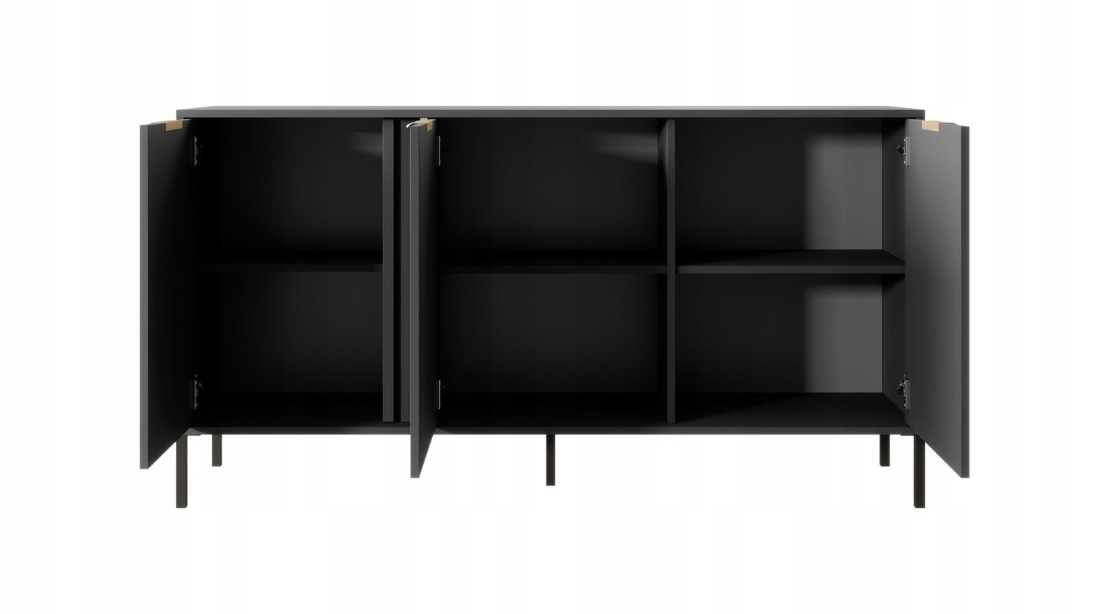 Komoda LARS 3D 153x81x39 cm antracyt czarne nóżki zamknięta do salonu  2 Full Screen