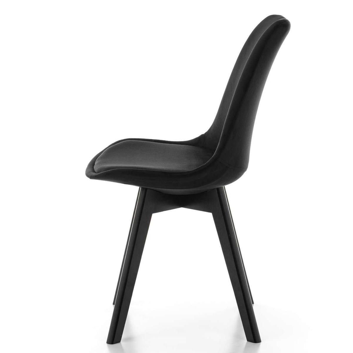 Krzesło DUBLIN czarne welurowe czarne nóżki z poduszką do jadalni lub salonu nr. 6