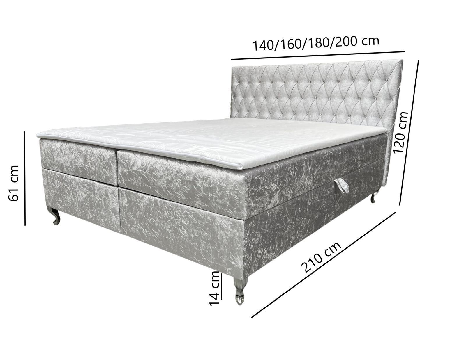 Łóżko GLACIO 180x200 cm z funkcją przechowywania i materacem do sypialni srebrne nr. 2