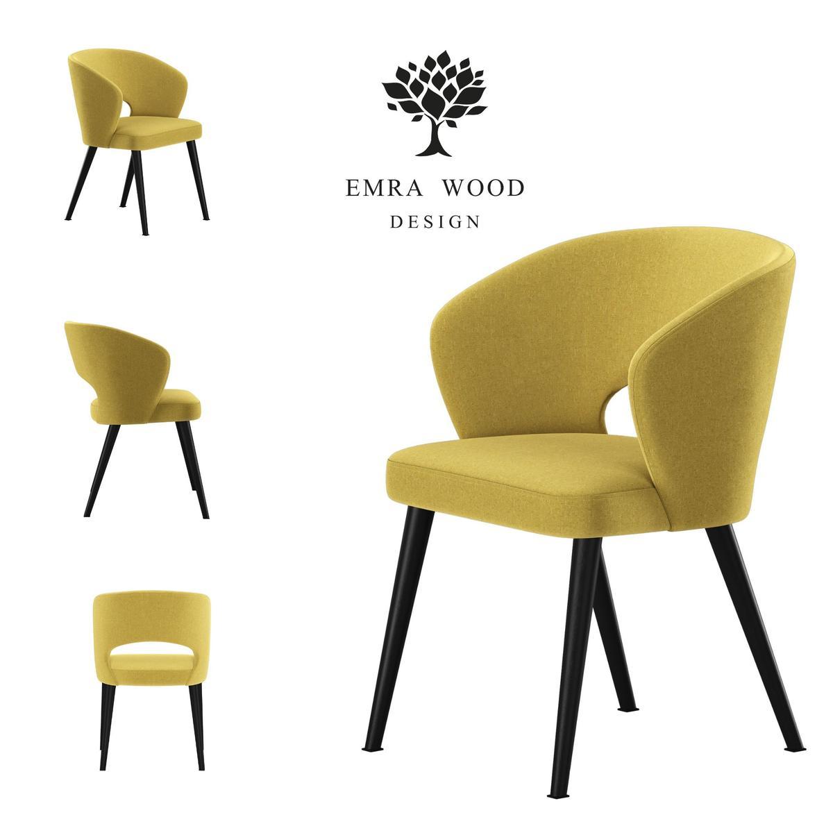 Krzesło DELUXE KR-8 50x60x85 cm welurowe do jadalni żółty nr. 1