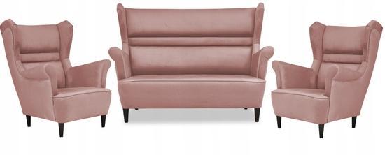 Zestaw wypoczynkowy ZOJA sofa + 2 fotele pudrowy róż do salonu  nr. 1