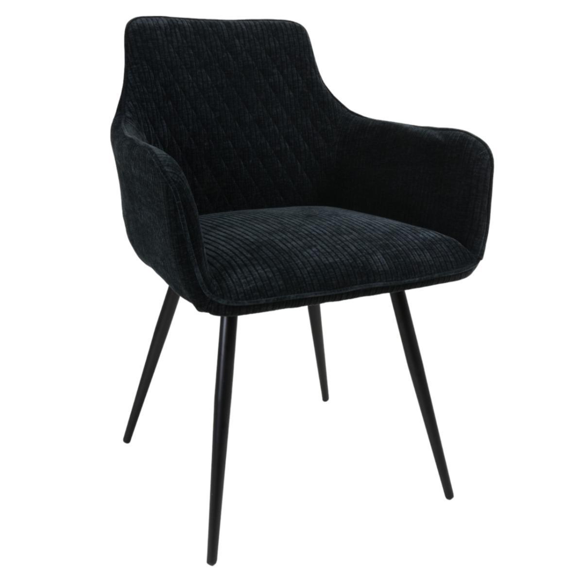 Fotel Lizbona krzesło 57,5x84,5x59 cm sztruks czarny metalowe nogi czarne do salonu nr. 1