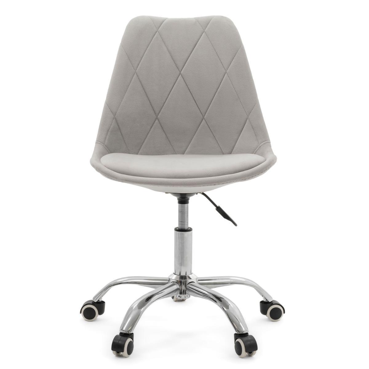 Krzesło do biurka DUBLIN biurowe krzesło obrotowe welurowe z poduszka do pokoju biura jasnoszare nr. 2