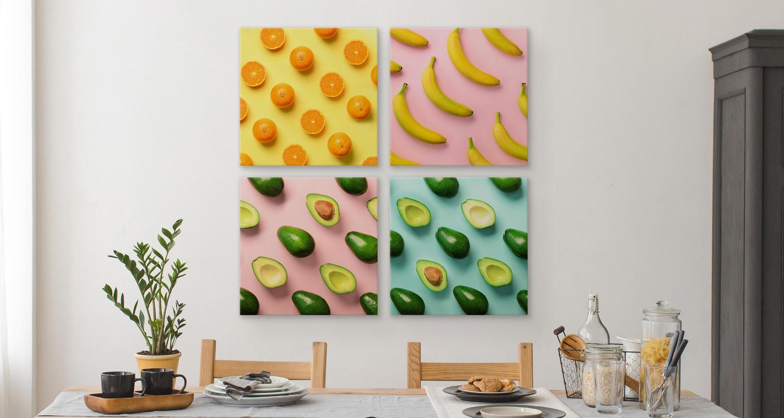 Obrazy SET Do Kuchni OWOCE Cytrusy Awokado Pop-Art Jedzenie 80x80cm nr. 6