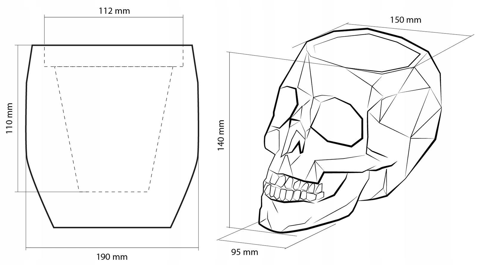 Doniczka betonowa Skull Low-Poly 11 cm | Czarny Mat nr. 5