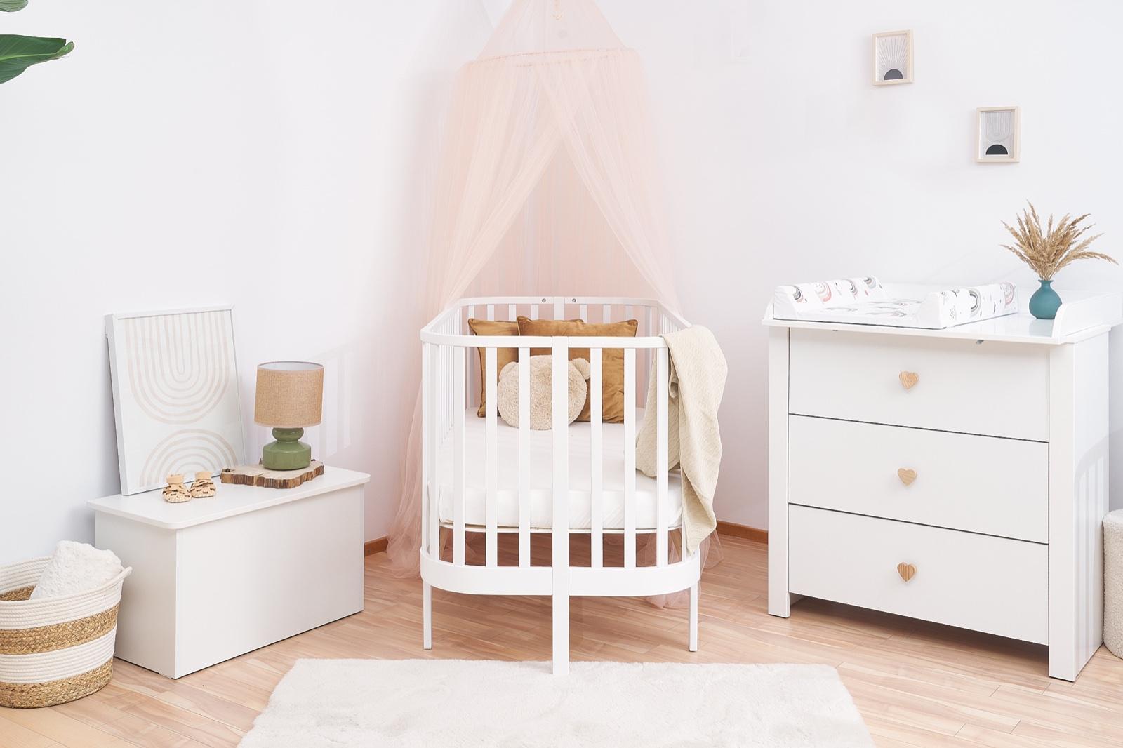 Łóżeczko niemowlęce drewniane bukowe ILA 140x70 cm z naturalnymi szczeblami białe dla dziecka  4 Full Screen