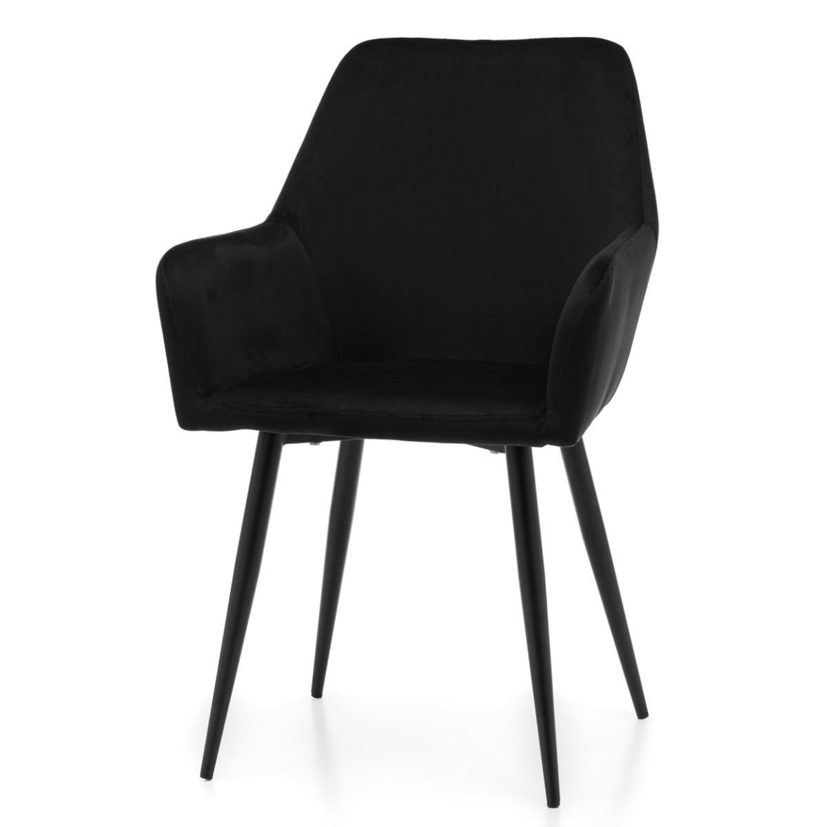 Krzesło IVO 55x88x54 cm tapicerowane welurem pikowane do jadalni lub salonu czarne nr. 3