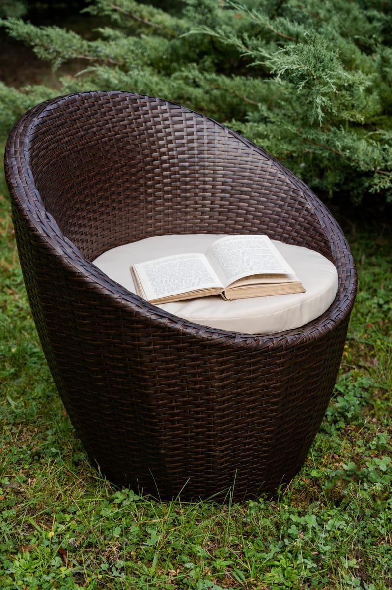Krzesło ogrodowe MODICO brązowy technorattan z jasnym siedziskiem do ogrodu lub na balkon  nr. 4