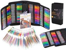 Długopisy żelowe kolorowe w etui 120szt + 120 wkładów kolorowanka do biura dla dzieci 35x18x8 cm - Miniaturka zdjęcia nr 1
