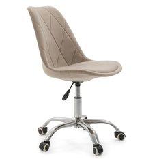 Krzesło do biurka DUBLIN biurowe krzesło obrotowe welurowe z poduszka do pokoju biura ciemnobeżowe - Miniaturka zdjęcia nr 5