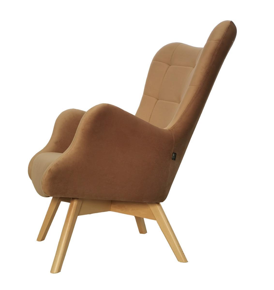 Fotel skandynawski ETERNO 77x102x87 cm beżowy z naturalnymi nogami do salonu  nr. 3