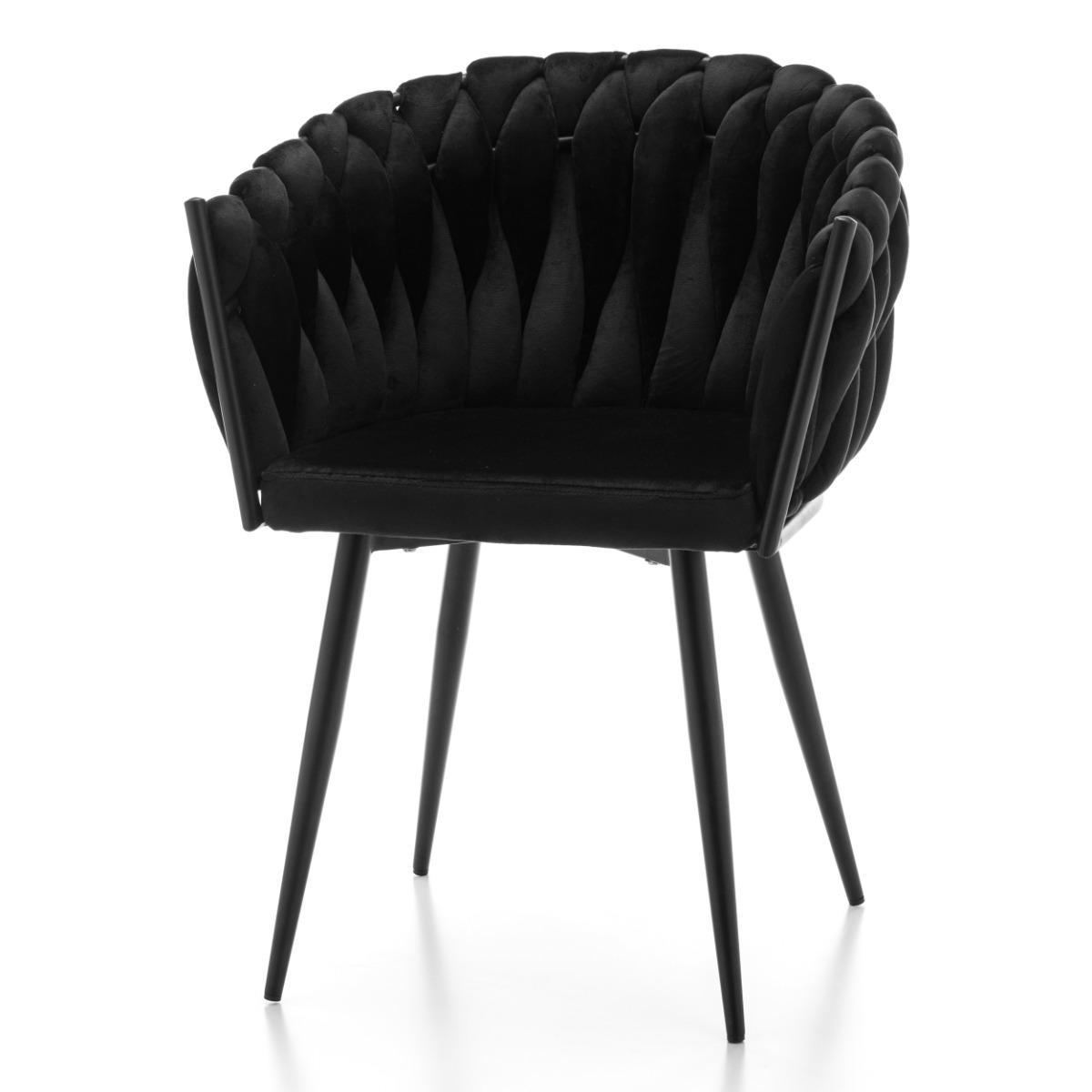 Krzesło LATINA czarne welurowe glamour do jadalni lub salonu 2 Full Screen
