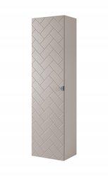 Słupek Łazienkowy MADIS 136 cm wysoki frezowany front szafka z półkami kaszmir uchwyt srebrny