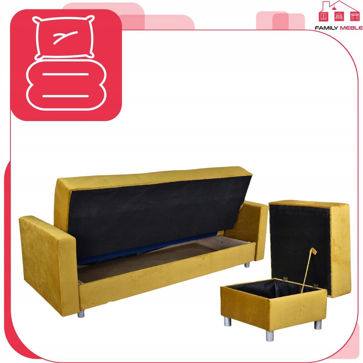 Wersalka Narożnik Alicja z pufą sofa kanapa rozkładana Family Meble żółta nr. 5