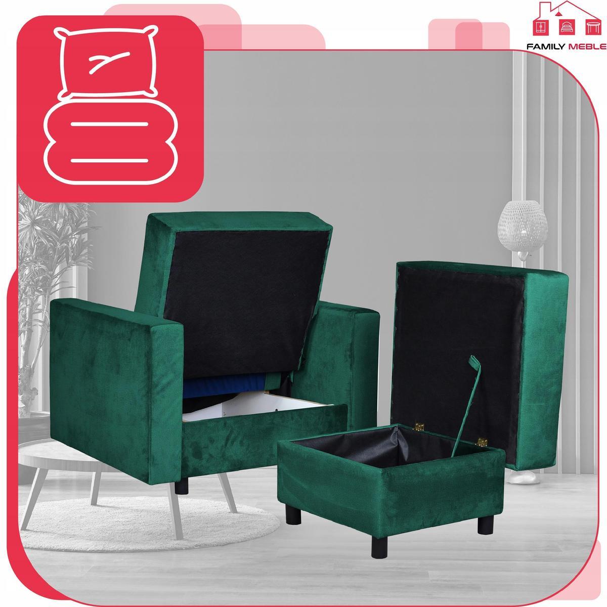 Fotel rozkładany z podnóżkiem Alicja ciemna zieleń 5 Full Screen