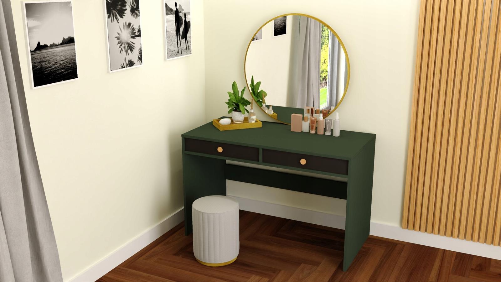 Toaletka biurko MONODIS 120x75x50 cm do sypialni butelkowa zieleń front czarny nr. 2