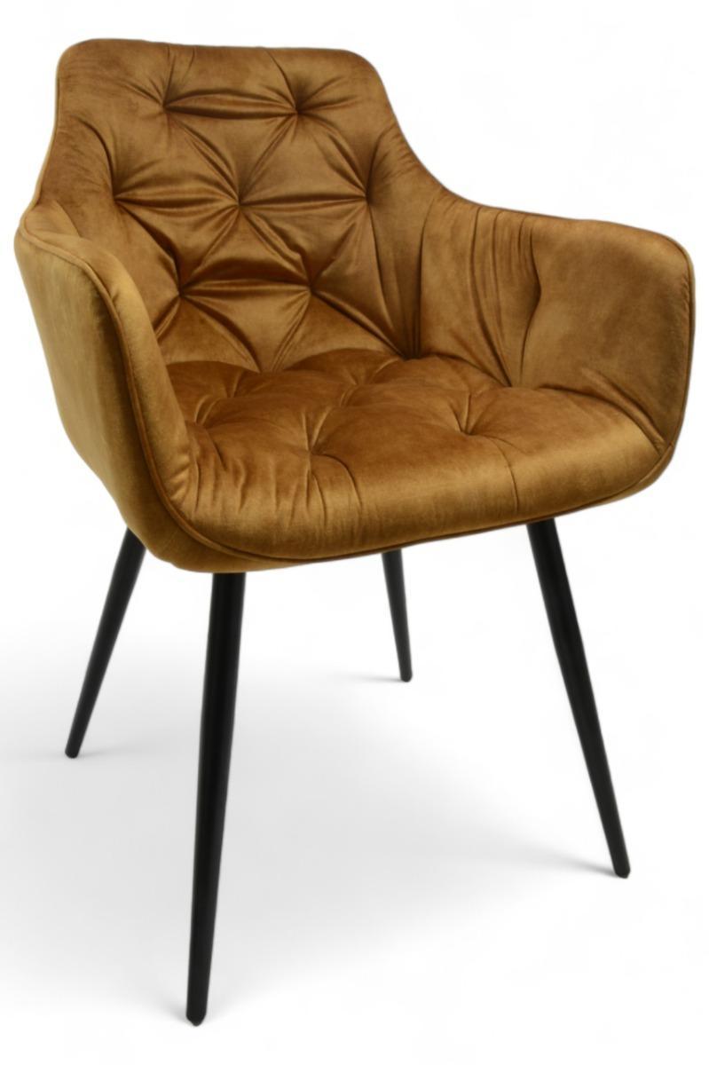 Krzesło Houston 57x85x59 cm pikowane tapicerowane welur koniak nogi czarne nr. 1