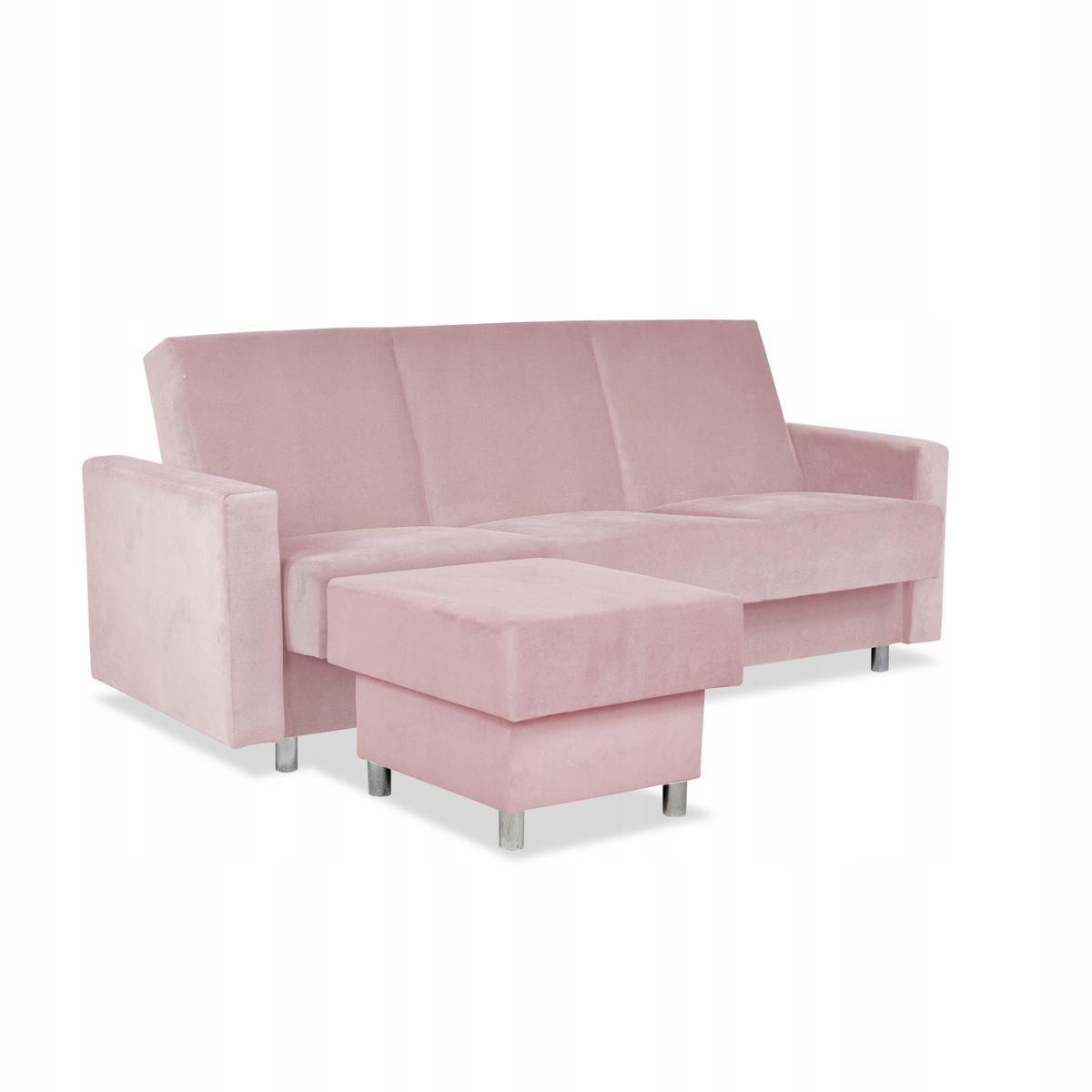 Wersalka Narożnik Alicja z pufą sofa kanapa rozkładana Family Meble różowa nr. 1