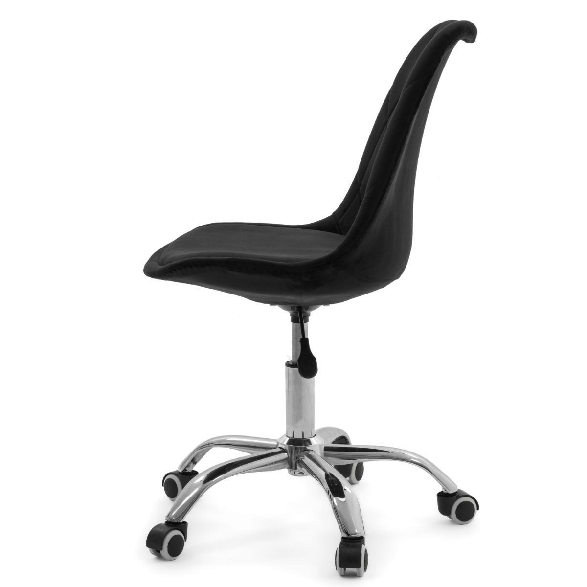 Krzesło do biurka DUBLIN biurowe krzesło obrotowe welurowe z poduszka do pokoju biura czarne nr. 6