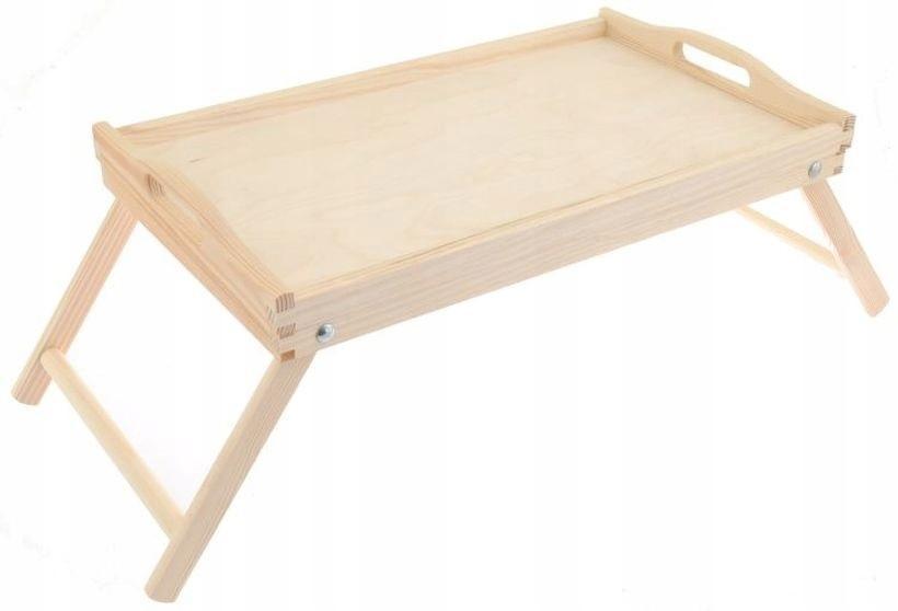 Taca śniadaniowa 30x21x50 cm stolik pod laptopa z nóżkami drewniany naturalny nr. 1