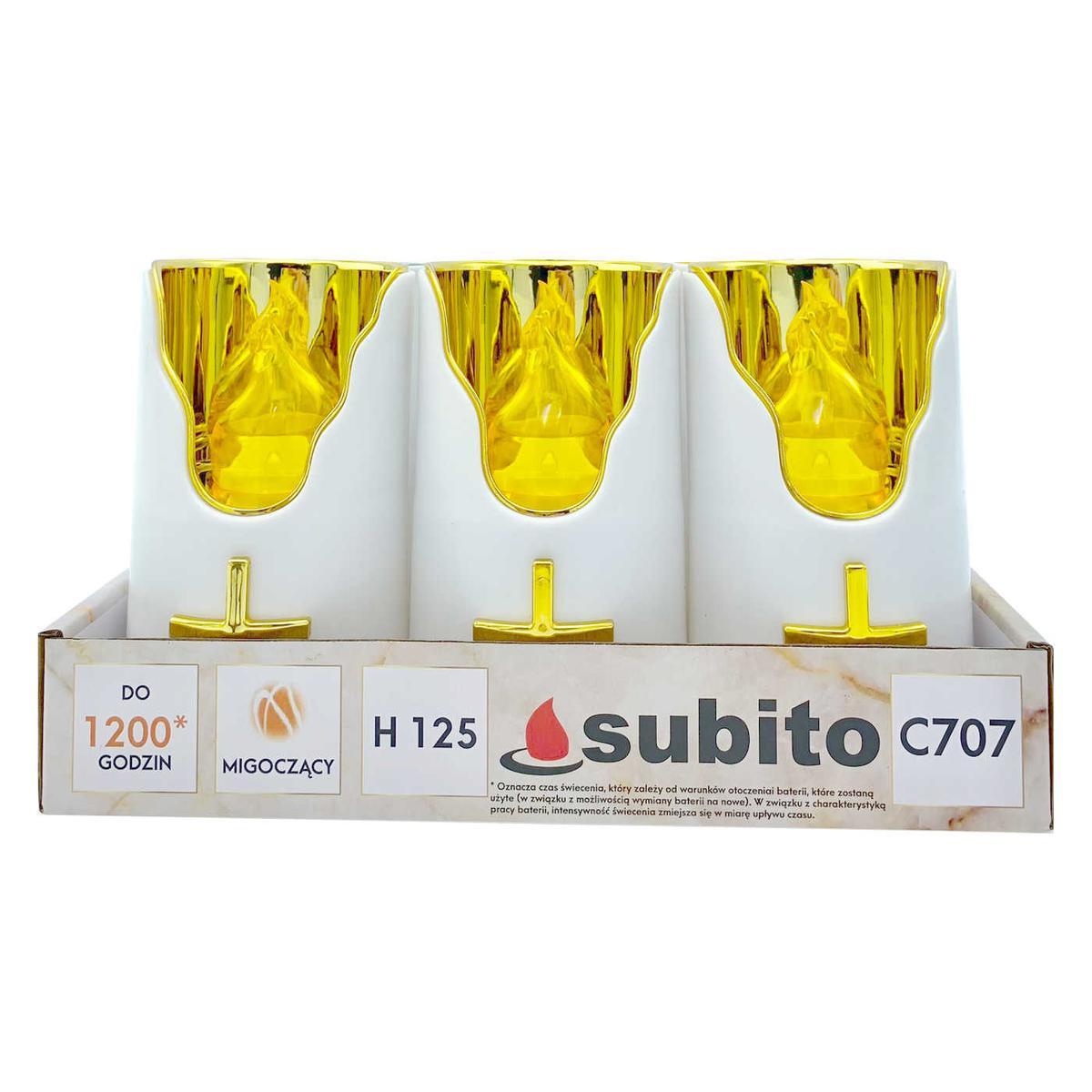 Wkłady do zniczy LED Subito C707 H125 6 sztuk złoto-żółty nr. 1