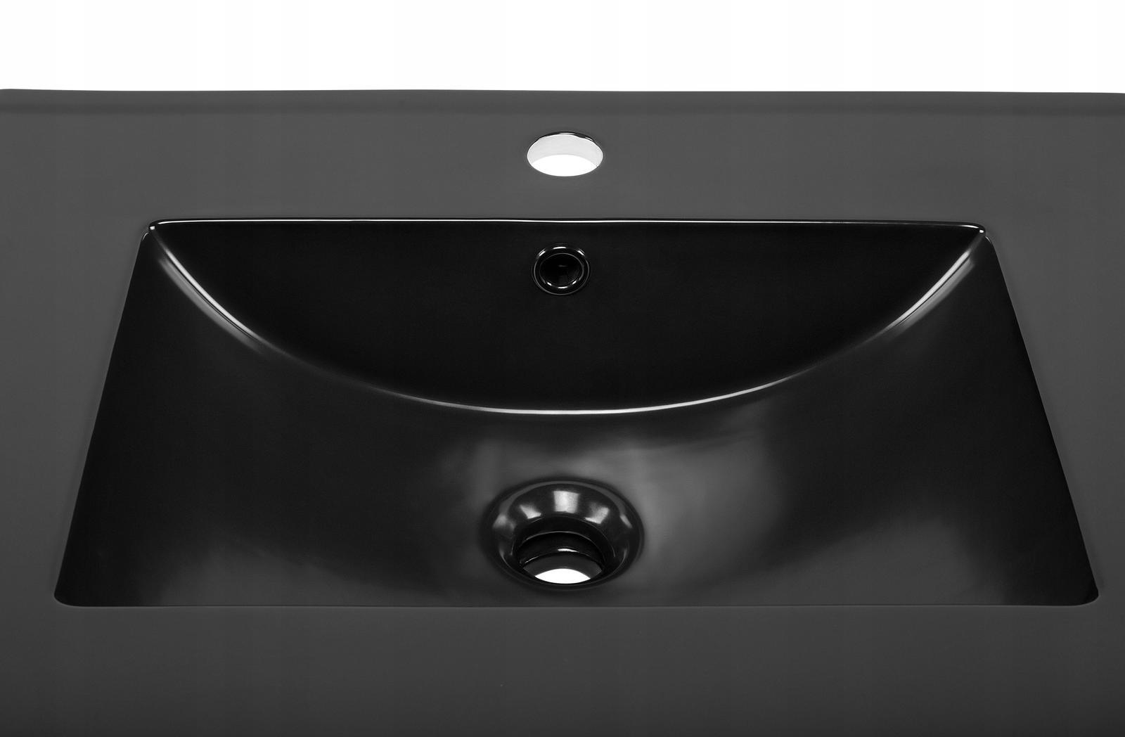 Szafka pod umywalkę 60 cm dąb wotan ryflowane fronty + czarna umywalka w zestawie do łazienki  6 Full Screen