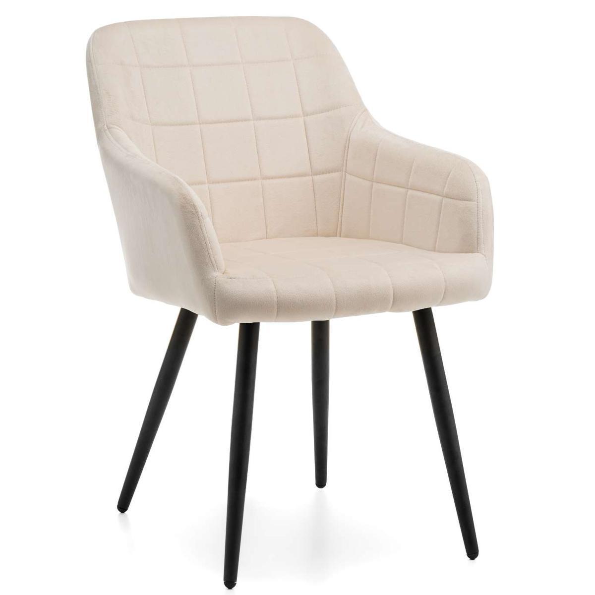 Krzesło ORTE beżowe tapicerowane welurem pikowane do jadalni lub salonu  nr. 1