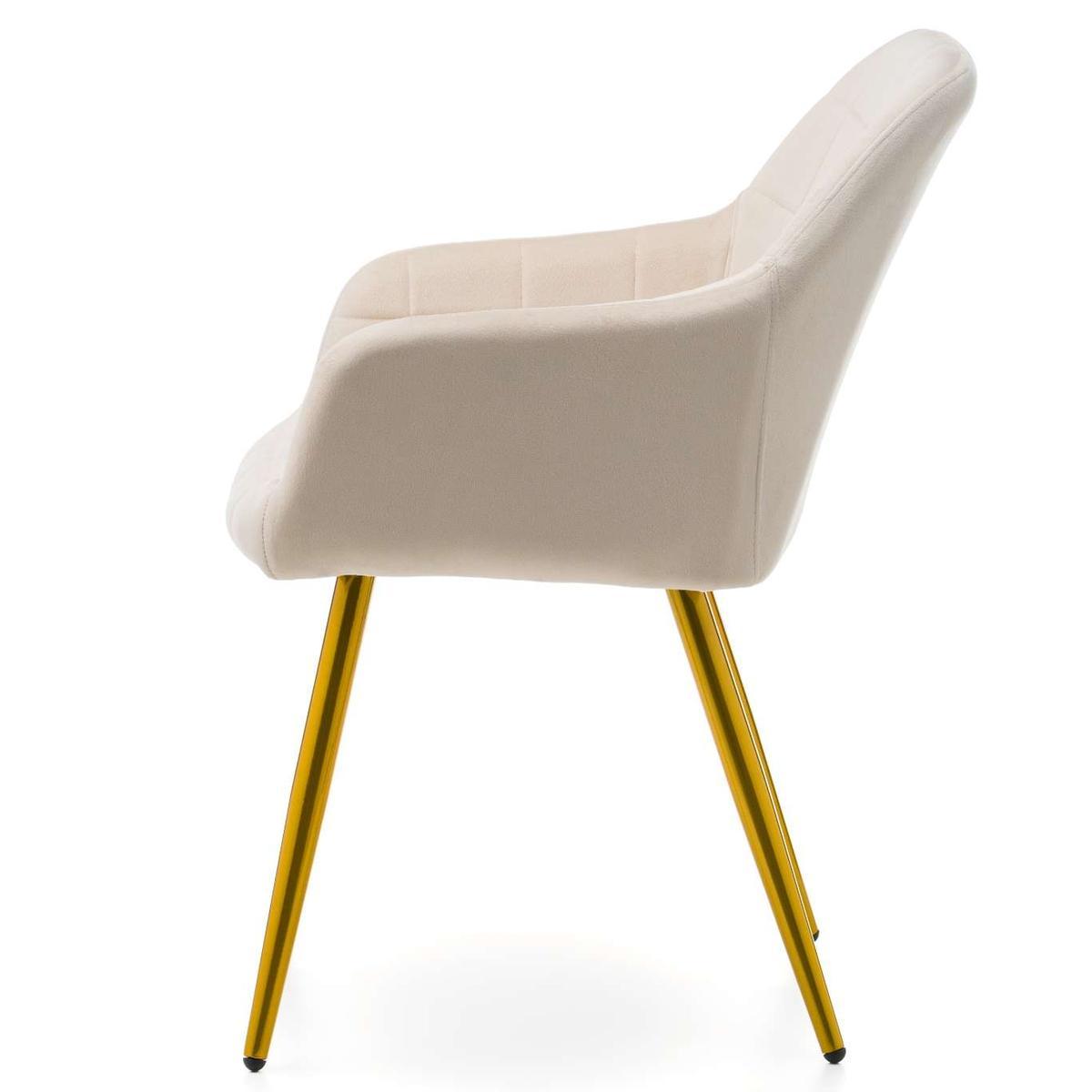 Krzesło ORTE beżowe pikowane tapicerowane welurowe złote nóżki do jadalni lub salonu  nr. 6
